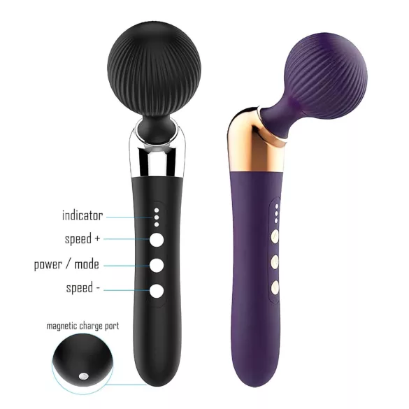 Gekrümmter, wiederaufladbarer Massagestab (schwarz)