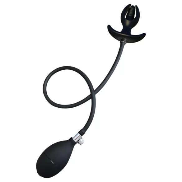 Kangvo - magnetischer aufblasbarer, gerippter Analplug (schwarz)