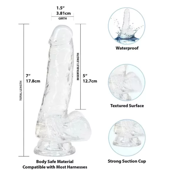Addiction Crystal - Dildo mit Saugnapf (transparent) - 18 cm