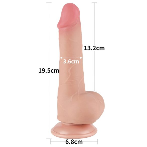 Lovetoy Sliding-Skin - Saugnapf-Dildo zweilagig - 19,5cm (Natur)