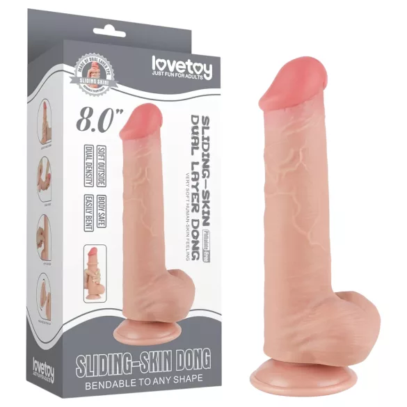 Lovetoy Sliding-Skin - zweischichtiges Hoden-Dildo - 20,8cm (natur)