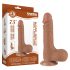 Lovetoy Sliding-Skin - zweischichtiger Dildo mit Hoden - 19,5 cm (dunkel natur)