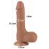 Lovetoy Sliding-Skin - zweischichtiger Dildo mit Hoden - 19,5 cm (dunkel natur)