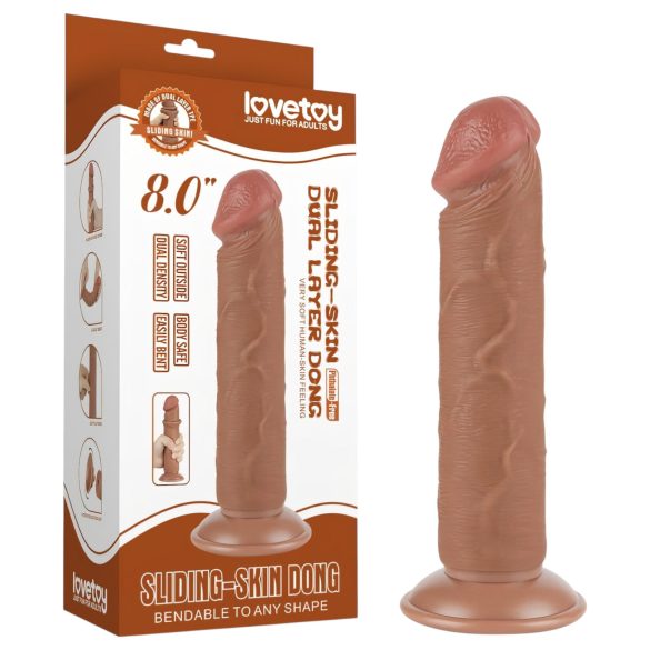Lovetoy Sliding-Skin - zweischichtiger Saugnapf-Dildo - 20cm (natur)