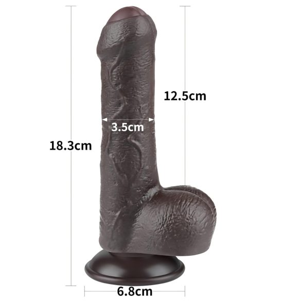 Lovetoy Sliding-Skin - hodensackähnlicher Dildo, zweischichtig - 18,3 cm (braun)