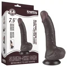   Sliding-Skin - Dildo mit Saugnapf und Doppelschicht - 19,5 cm (braun)