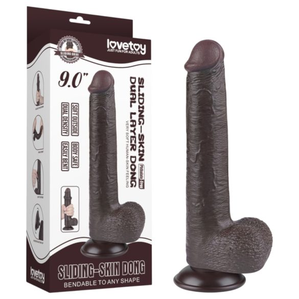 Lovetoy Sliding-Skin - Haftender, doppelwandiger Dildo - 20,8cm (braun)