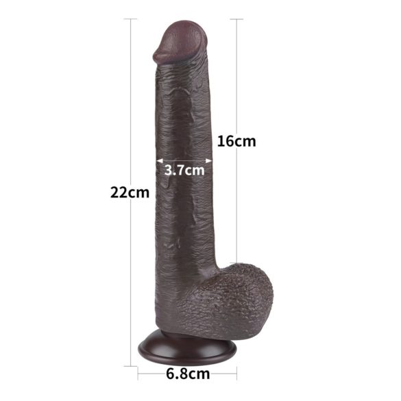 Lovetoy Sliding-Skin - Haftender, doppelwandiger Dildo - 20,8cm (braun)