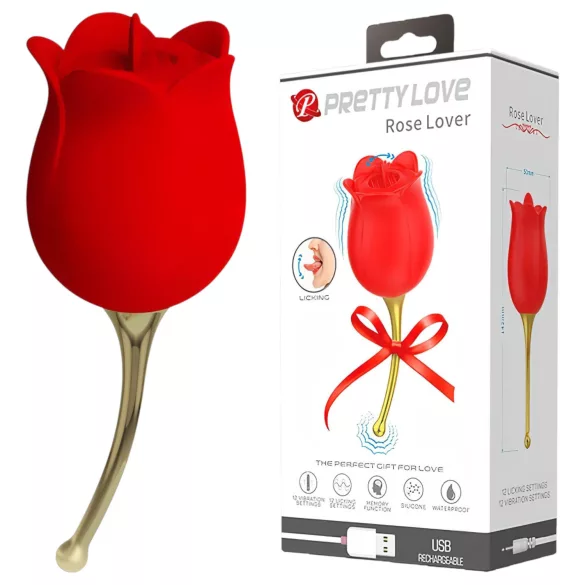 Pretty Love Rose Lover - Zungen-Vibrator 2in1 für die Klitoris (rot)