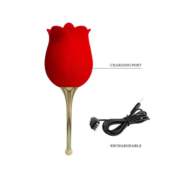 Pretty Love Rose Lover - Zungen-Vibrator 2in1 für die Klitoris (rot)