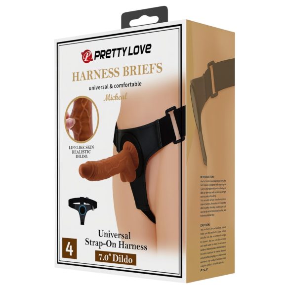Pretty Love Harness - universeller Strap-on - 17 cm (schwarz)
