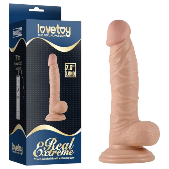 Lovetoy Real Extreme - Saugnapf G-Punkt Dildo mit Hoden - 19cm (natur)