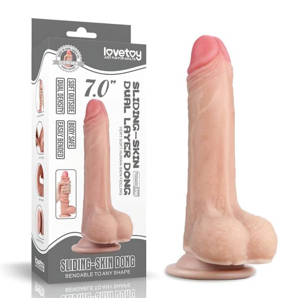 Lovetoy Sliding-Skin - doppelter Dildo - 18cm (natur)
