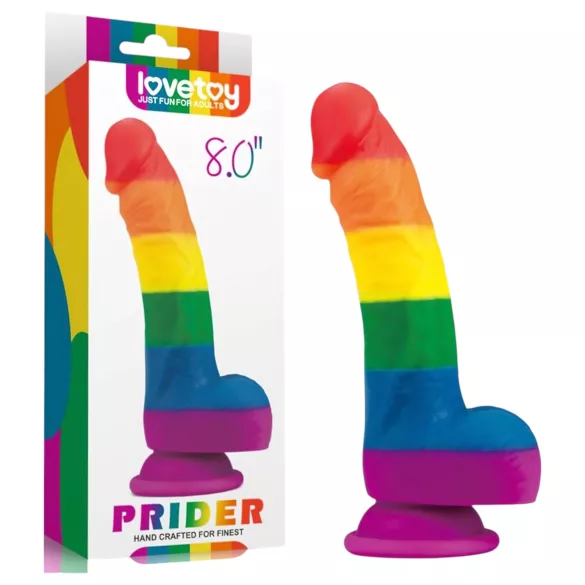 Lovetoy Prider - realistischer Silikon-Dildo - 19cm (Regenbogen)