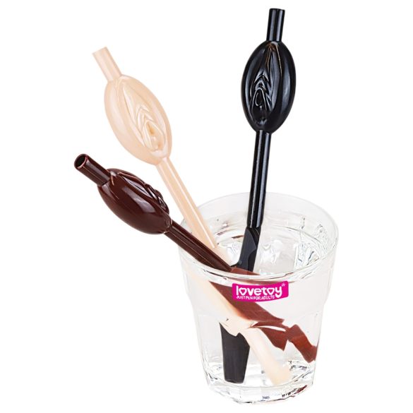 Lovetoy - Vagina Strohhalm (natur-braun-schwarz)