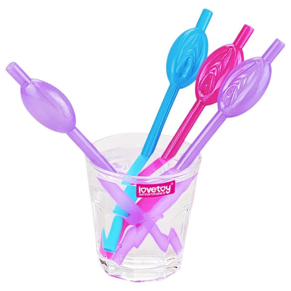 Lovetoy - Intim-Trinkhalme (pink-blau-lila)