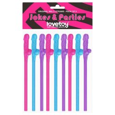 Lovetoy - Realistischer Penis-Trinkhalm (Pink-Blau-Lila)