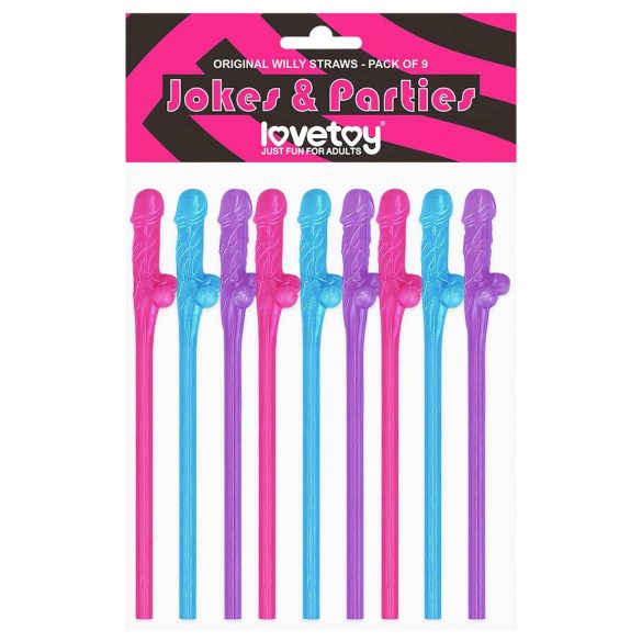 Lovetoy - Realistischer Penis-Trinkhalm (Pink-Blau-Lila)