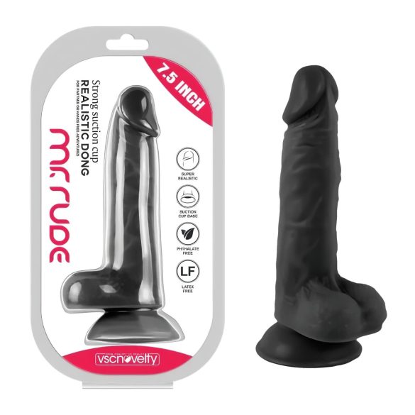 Mr. Rude - Saugnapf-Dildo mit Hoden, realistisch - 19cm (schwarz)