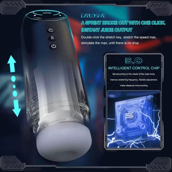 Leopard - Auf-und-Ab Saug-Vibrator Masturbator (schwarz)