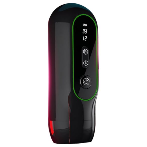 Leopard - vibrierender Masturbator mit Auf-Ab Bewegung (schwarz)