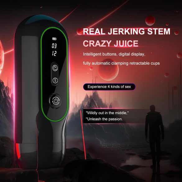 Leopard - vibrierender Masturbator mit Auf-Ab Bewegung (schwarz)