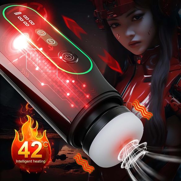 Leopard - vibrierender Masturbator mit Auf-Ab Bewegung (schwarz)