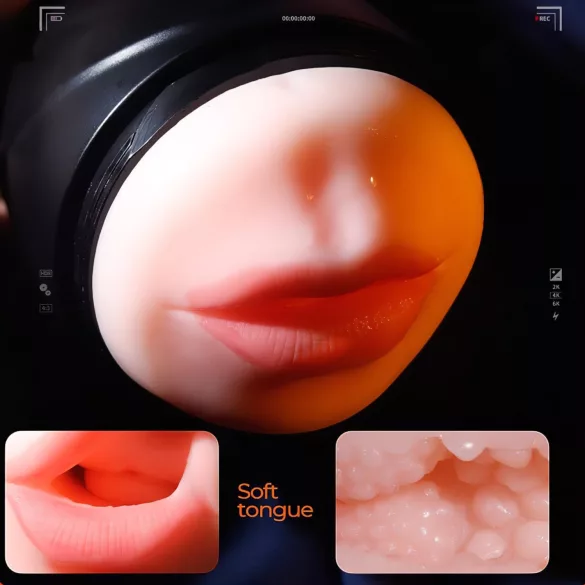 Leopard - Mund- und Kunstvagina-Penisvibrator (naturfarben)