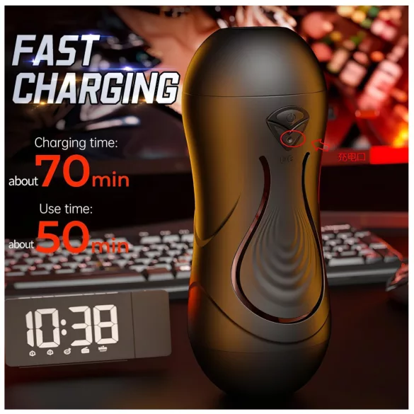 Leopard - Mund- und Kunstvagina-Penisvibrator (naturfarben)