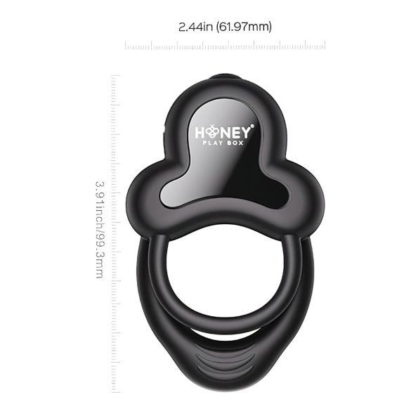 Honey Play Box Anello - Intelligenter Vibrations-Penis- und Hodenring (Schwarz)