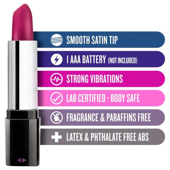 Blush Lipstick Rosé - wasserdichter Vibrator in Lippenstiftform (schwarz-pink)