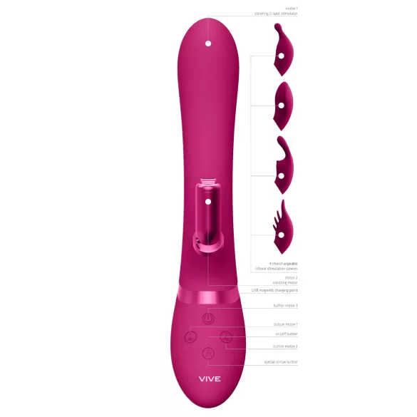 Vive Chou - Akku, wechselbarer Kopf Klitoris-Vibrator (pink)