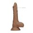 RealRock Dong 7 - naturgetreuer Dildo mit Hoden (17 cm) - dunkles Natur
