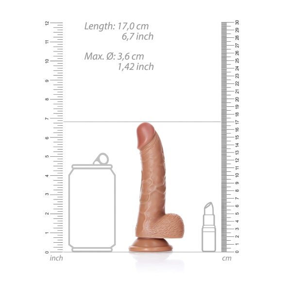 RealRock - Dildo mit Hoden - 15,5cm (dunkel natürlich)