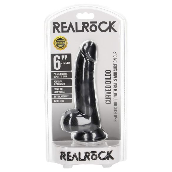 RealRock - Saugnapf, realistischer Dildo - 15,5cm (schwarz)