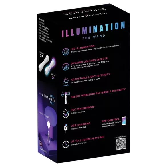 Paradise Illumination - leuchtender Massage-Wand-Vibrator (weiß)