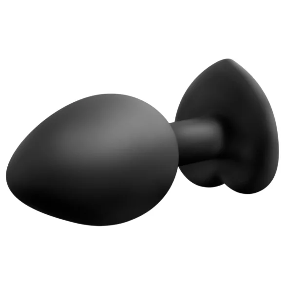 Temptasia M - Herzen-Analplug mit Silberstein (schwarz) - mittelgroß
