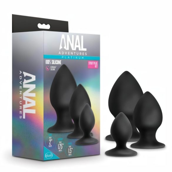 Anal Abenteuer Platin - 3er Analtplug-Set (schwarz)