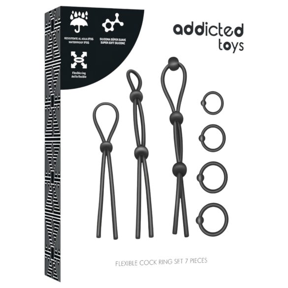 Addicted Toys - Silikon Penisring-Set - 7 Stück (schwarz)