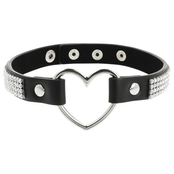 Coquette - Strass-Choker mit Herzanhänger (schwarz)