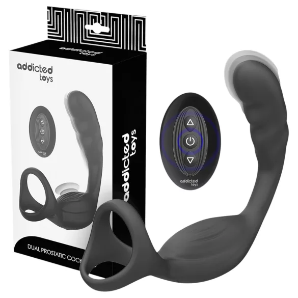 Addicted Toys - Analvibrator mit Penis- und Hodenring (schwarz)