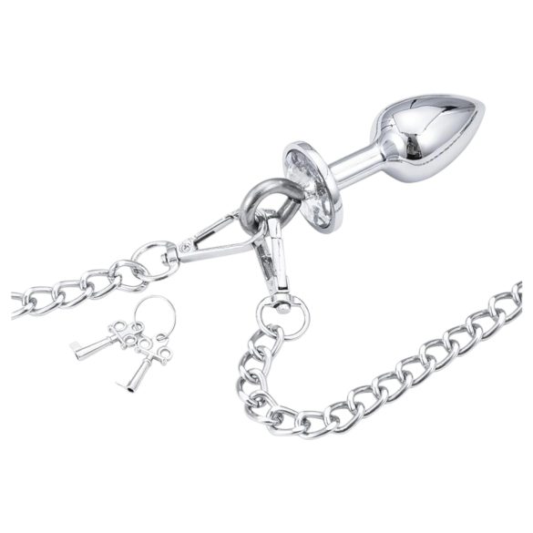 LateToBed BDSM - Handschellen mit Analplug (silber)