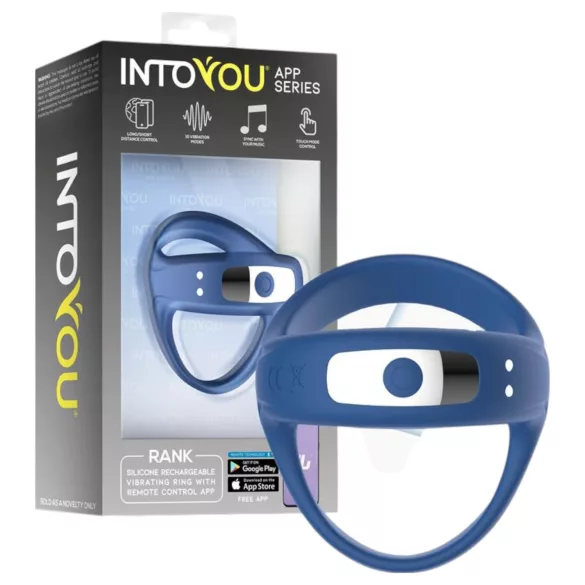 INTOYOU - Intelligenter, vibrierender Penis- und Hodenring (blau)