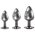 Evolved Black Gem - Analplug-Set aus Metall mit schwarzem Stein (silber)
