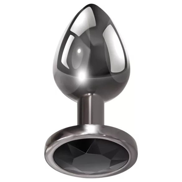 Evolved Black Gem - Analplug-Set aus Metall mit schwarzem Stein (silber)