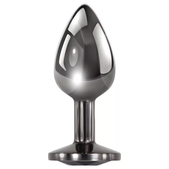 Evolved Black Gem - Analplug-Set aus Metall mit schwarzem Stein (silber)