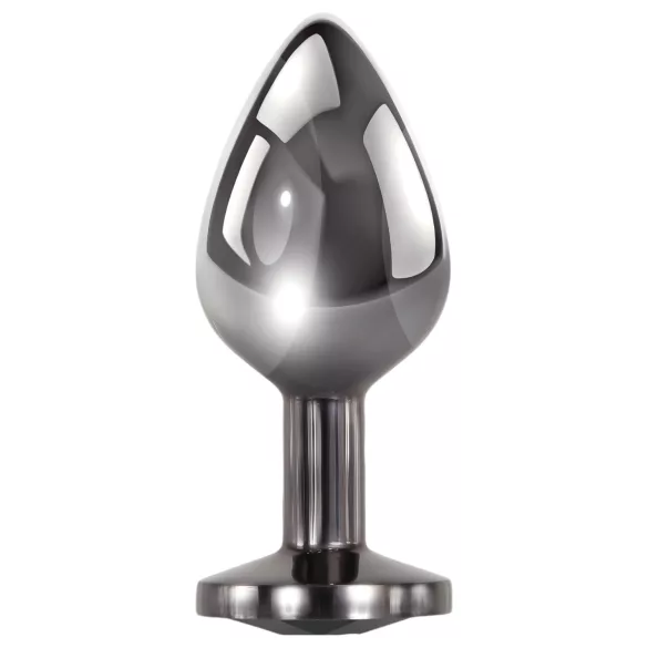 Evolved Black Gem - Analplug-Set aus Metall mit schwarzem Stein (silber)
