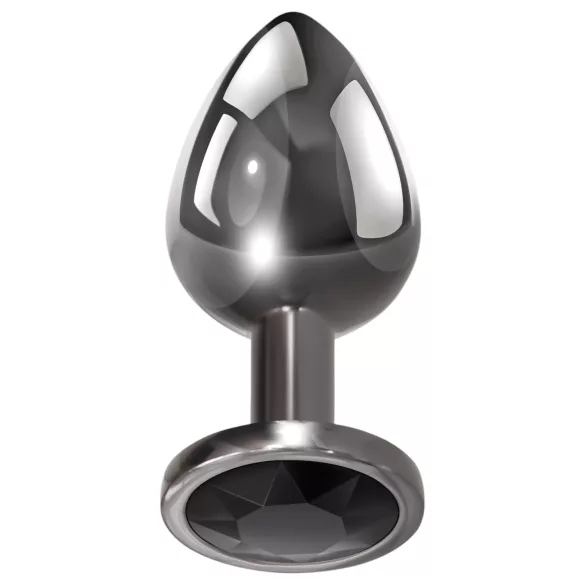 Evolved Black Gem - Analplug-Set aus Metall mit schwarzem Stein (silber)