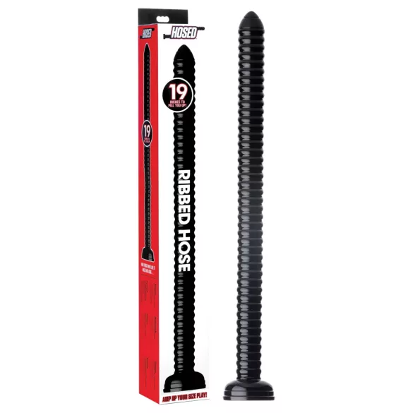 HOSED Geripptes Schlauch 19 - Saugnapf Anal-Dildo (schwarz)