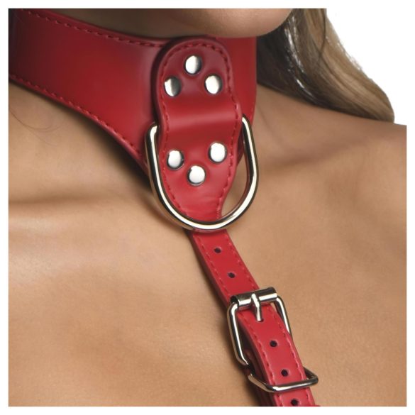 Strict - Halsband Körpergeschirr (rot) - M/L